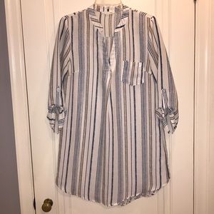 Blue/cream stripped oversized shirt dress